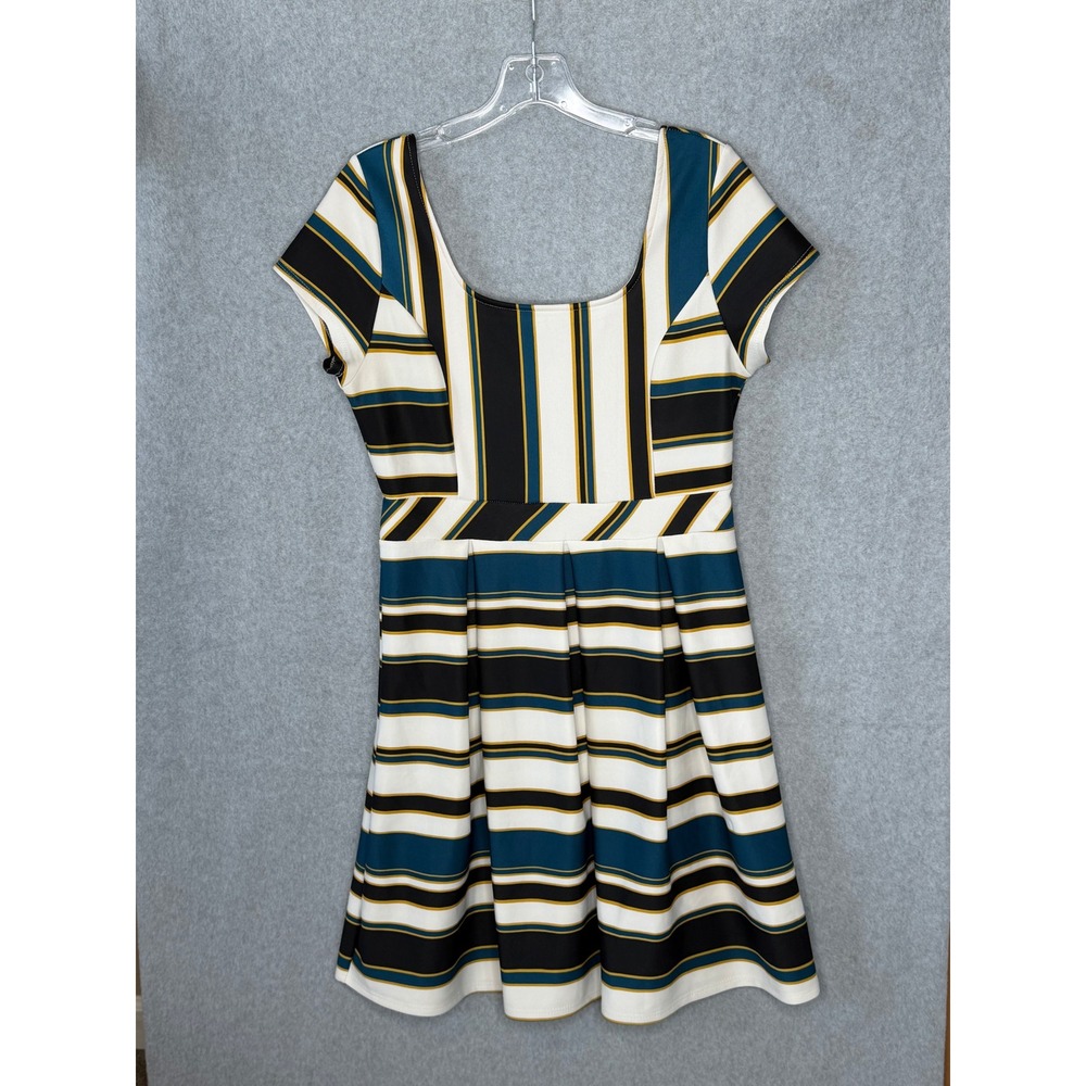 Dotted Women XL Multicolor Striped Fit & Flare Dress D1616CS Short Sleeve Scoop